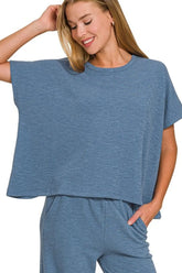 Zenana Cotton Slub Top & Pants Set OutfitFlow